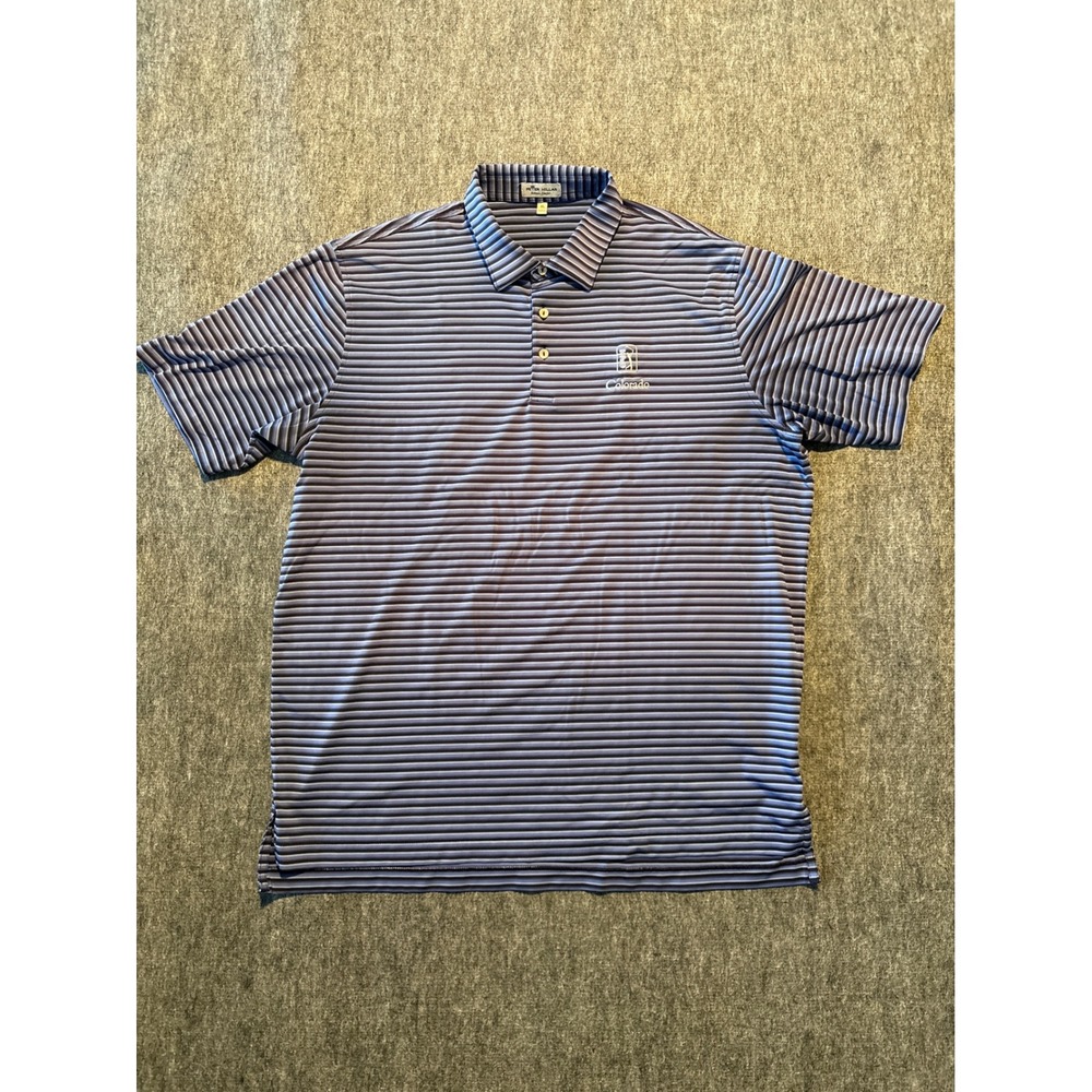 Peter Millar Summer‎ Comfort Polo Mens XL Blue Striped TPC Colorado Golf Shirt